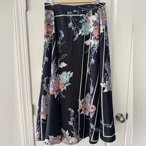 Cupio Floral A-Line Skirt - Black and Blue